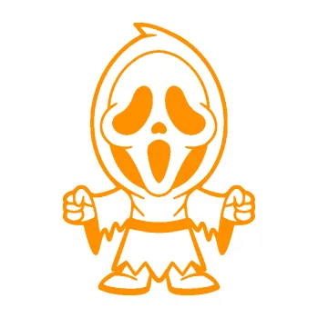 Samolepící dekorace Maska 002 levá vřískot (06 - oranžová) SAMOLEPKA NA AUTO, NÁLEPKA, FÓLIE, POLEP, TUNING, VLASTNÍ TEXT, TISK, AUTOSAMOLEPKY.cz, POLEPY, OBRÁZEK, LOGO, 3D STICKERS