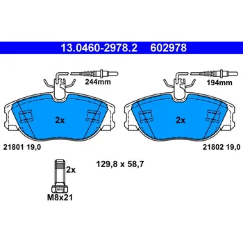 Brzdový systém Sada brzdových destiček, kotoučová brzda ATE 13.0460-2978.2