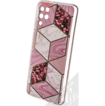 Pouzdro na mobilní telefon 1Mcz Geometric Marble Skinny Cover ochranný kryt pro Samsung Galaxy A12, Galaxy M12 růžová (pink)