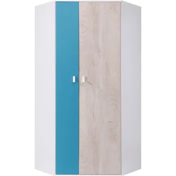 Šatní skříň PLANET m | šatní skříň PL2 UNI provedení | 90 cm | modrá/dub/bílá