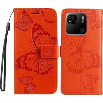 Pouzdro na mobilní telefon Big Butterfly knížkové pouzdro na Xiaomi Redmi 10A - oranžové