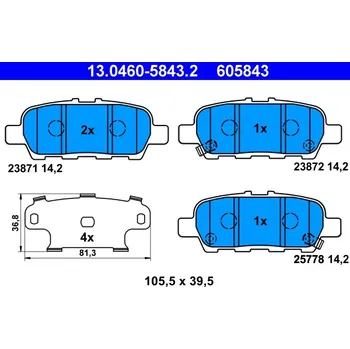 Brzdová destička Sada brzdových destiček, kotoučová brzda ATE 13.0460-5843.2