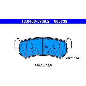Brzdová destička Sada brzdových destiček, kotoučová brzda ATE 13.0460-5739.2