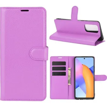 Pouzdro na mobilní telefon Litchi PU kožené peněženkové pouzdro na mobil Honor 10X Lite - fialové