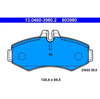 Brzdová destička Sada brzdových destiček, kotoučová brzda ATE 13.0460-3980.2
