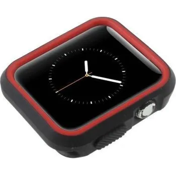 Ostatní příslušenství k chytrým hodinkám Flex gelový obal s barevným rámováním na Apple Watch 38mm - černý/červený