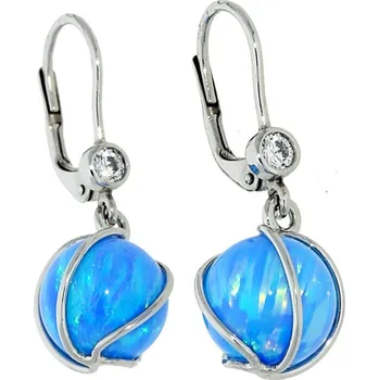 Náušnice Goldstore Náušnice bílé zlato modrý opál v klícce Váha: 4.14 g