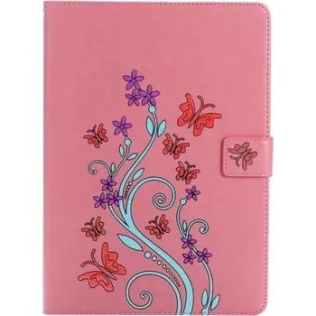 Pouzdro na tablet Motýlí PU kožené pouzdro na iPad Air - růžové