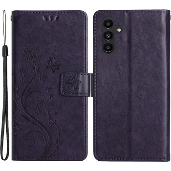 Pouzdro na mobilní telefon Flowers peněženkové pouzdro pro Samsung Galaxy A54 5G - tmavěfialové