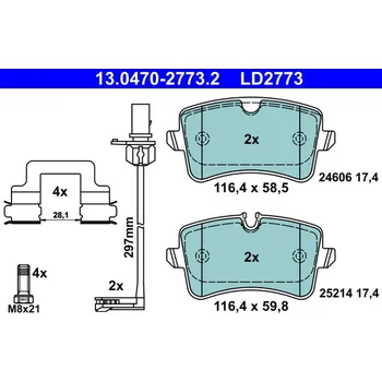 Brzdová destička Sada brzdových destiček, kotoučová brzda ATE 13.0470-2773.2