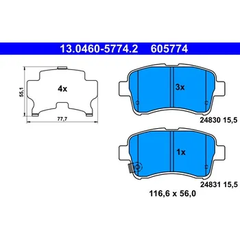 Brzdová destička Sada brzdových destiček, kotoučová brzda ATE 13.0460-5774.2