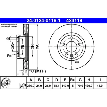 Brzdový kotouč Brzdový kotouč ATE 24.0124-0119.1