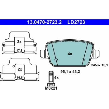 Brzdová destička Sada brzdových destiček, kotoučová brzda ATE 13.0470-2723.2