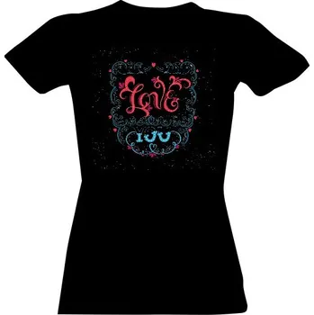 Dámské tričko Tričko s potiskem Love you - barevné dámské