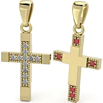 Přívěsek Couple, Oboustranný přívěsek Charity, žluté zlato se zirkony, 6620219-0-0-4