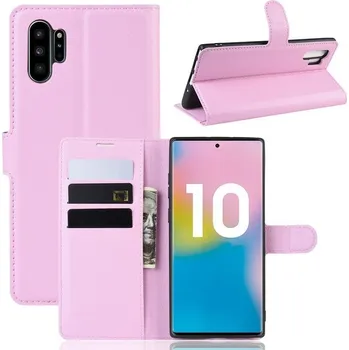 Pouzdro na mobilní telefon Litchi knížkové pouzdro na Samsung Galaxy Note 10 Plus - růžové