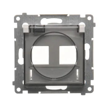 Elektrická zásuvka SIMON 54 DKP2B.01/11A Dvojitá plochá krytka IP44 datových zásuvek pro prvky Keystone, s popisovým po