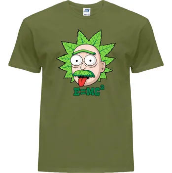 Pánské tričko levne-bavlnene-tricko-potisk-Einstein-Rick-Morty Barva: Amazonia green - amazonská zelená, velikost: M