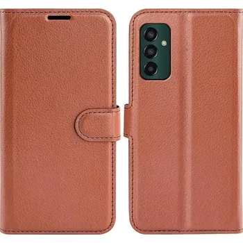 Pouzdro na mobilní telefon Litchi PU kožené peněženkové pouzdro na mobil Samsung Galaxy M13 4G - hnědé