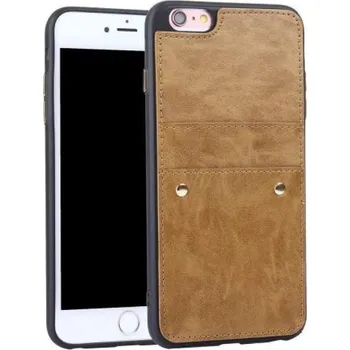 Pouzdro na mobilní telefon Imme gelový kryt s přihrádkou a PU koženými zády na iPhone 6 a iPhone 6s - khaki