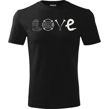 Pánské tričko Triko s Hasičským motivem LOVE Barva: Bílá, Velikost: XXXL