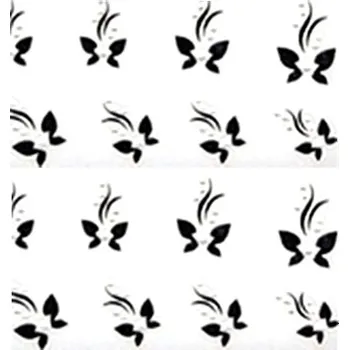 Umělé nehty Zdobení černé - motýlci s barevnými kamínky