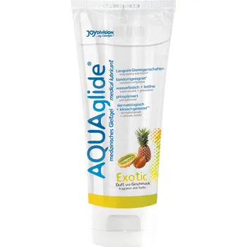 Lubrikační gel Vysoce hodnotný lubrikační GEL AQUA GLIDE Exotic tuba 100ml (Exotický AQUAglide - originál. Příjemná chuť a podmanivá vůně. Vzrušující kombinace, která vás vybízí trávit hodiny plné vášně. I malé množství sametově hebké jahody AQUAglide stačí k ponoření v