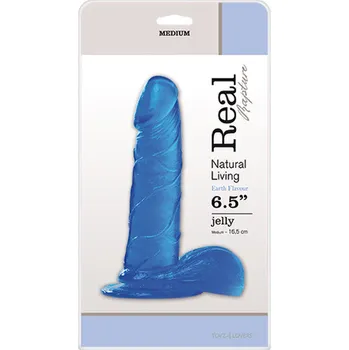 Dildo Realistický, želatinovy penis s přísavkou JELLY DILDO REAL RAPTURE BLUE 19cm (Fantasticky přirozený nevibrační bezbarvý penis s varlaty vyrobený z vysoce kvalitního želatinového materiálu, který nezpůsobuje podráždění - velmi měkký. Jeho tvar a provedení
