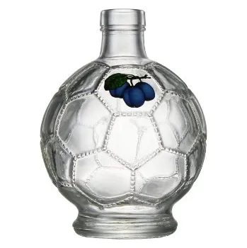 Láhev Láhev Lopta - 0.50 bezbarevná + obtisk tři švestky s lístkem modré