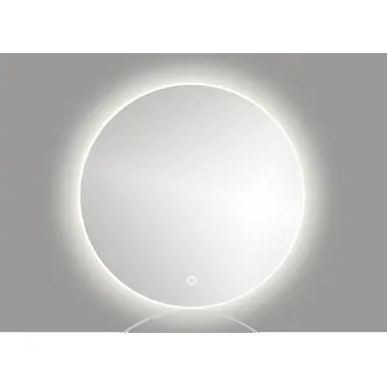 Zrcadlo Kulaté LED zrcadlo do koupelny s osvětlením Round Ø 60 cm v bílém rámu s vypínačem a podložkou proti zamlžení