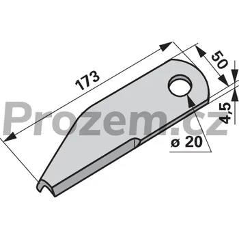 Pracovní nůž Nůž drtiče pravý pro New Holland, 173/4,5/50/20 mm, hladký, 87384918