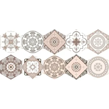 Samolepící dekorace Sada 10 samolepek na podlahu Ambiance Floor Stickers Hexagons Cornalina, 40 x 90 cm ID_1204752