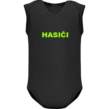 Kojenecký body Dětské Body s potiskem HASIČI bez rukávů Barva: Černá, Velikost: 6 měsíců