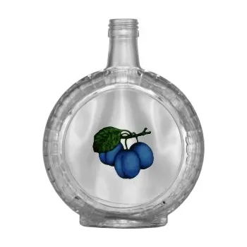 Láhev Láhev Slivovice Bricol - 0.50 bezbarevná + obtisk švestky 3 s lístkem