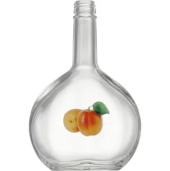 Láhev Bocksbeutel - 0.50 bezbarevná PP28 + pryskyřicový obtisk dvě meruňky s lístkem oranžové