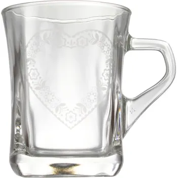 Sklenice Sklenička Geo - 0.25 bezbarevná + obtisk srdíčko s květinovým motívem