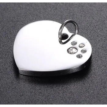 Vojenské psí známky Psí známka chirurgická ocel srdíčko s tlapkou - Psí známka chirurgická ocel srdíčko s tlapkou