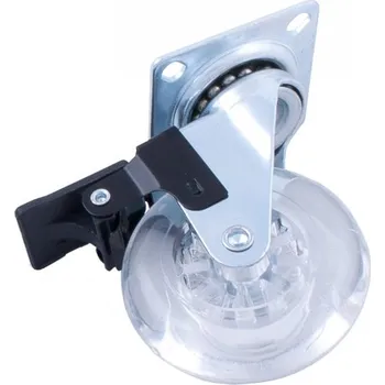 Nábytkové kování Kolečko D75 s plotničkou 60x60 s brzdou transparen