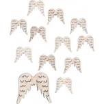 ANDĚL Křídla andělská dřevěná s lepíkem 3 cm, 12 ks, přírodní