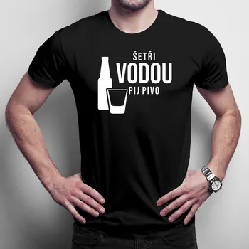 Žertovný předmět Šetři vodou - pij pivo - pánské tričko s potiskem