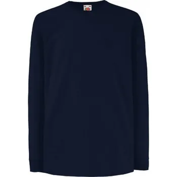 Chlapecké tričko Fruit of the Loom Dětské 100% bavlněné lehčí tričko s dlouhým rukávem Barva: Modrá námořní tmavá, Velikost: 104 F240K