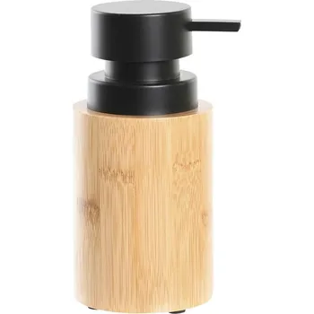 Koupelový kartáč Dávkovač mýdla DKD Home Decor Bambus PP Přírodní Černá (8 x 8 x 16 cm)