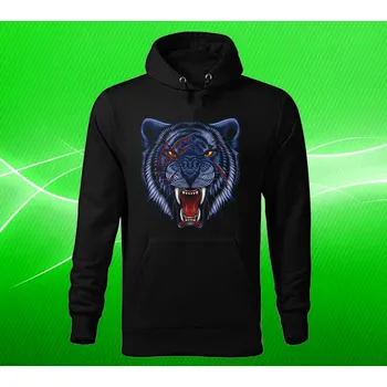 Pánská mikina mikina hlava tygra s krvavými šrámy 4XL