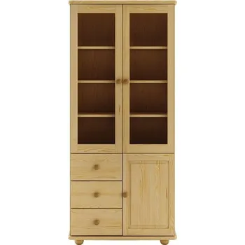 Knihovna Vitrína / knihovna DE32 - KW116 - masiv borovice - 81/190/35 cm (š/v/h)