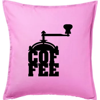 Polštář Coffee mlýnek - Polštář 50x50 - 50x50 - Včetně výplně ( Růžová )