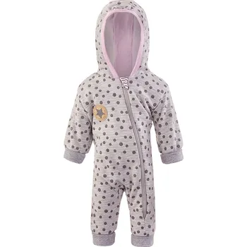 Kojenecký overall Little Angel overal podšitý lem Outlast® - šedý melír bordó puntík Velikost: 68