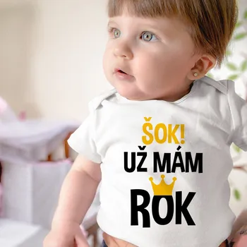 Žertovný předmět Šok! Už mám rok - dětské body s potiskem