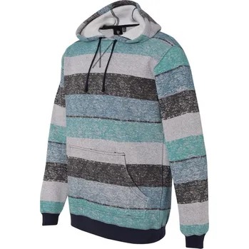 Pánská mikina Pánský svetr s tištěnými pruhy a klokánkou Burnside Barva: Lt. Blue - Black (Striped), Velikost: XL BU8603