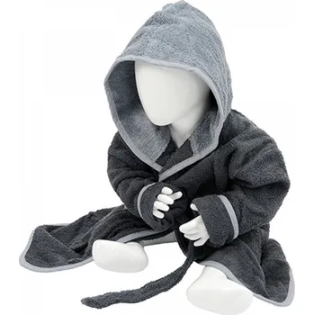 Kojenecká souprava A&R Bavlněný župan pro miminka Babiezz s kapucí Barva: šedá grafitová - šedá grafitová tmavá, Velikost: 80/92 AR022