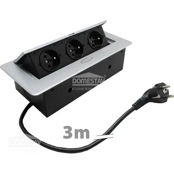 Elektrická zásuvka Závuvkový box 3x230V, 16A, kabeláž, hliník